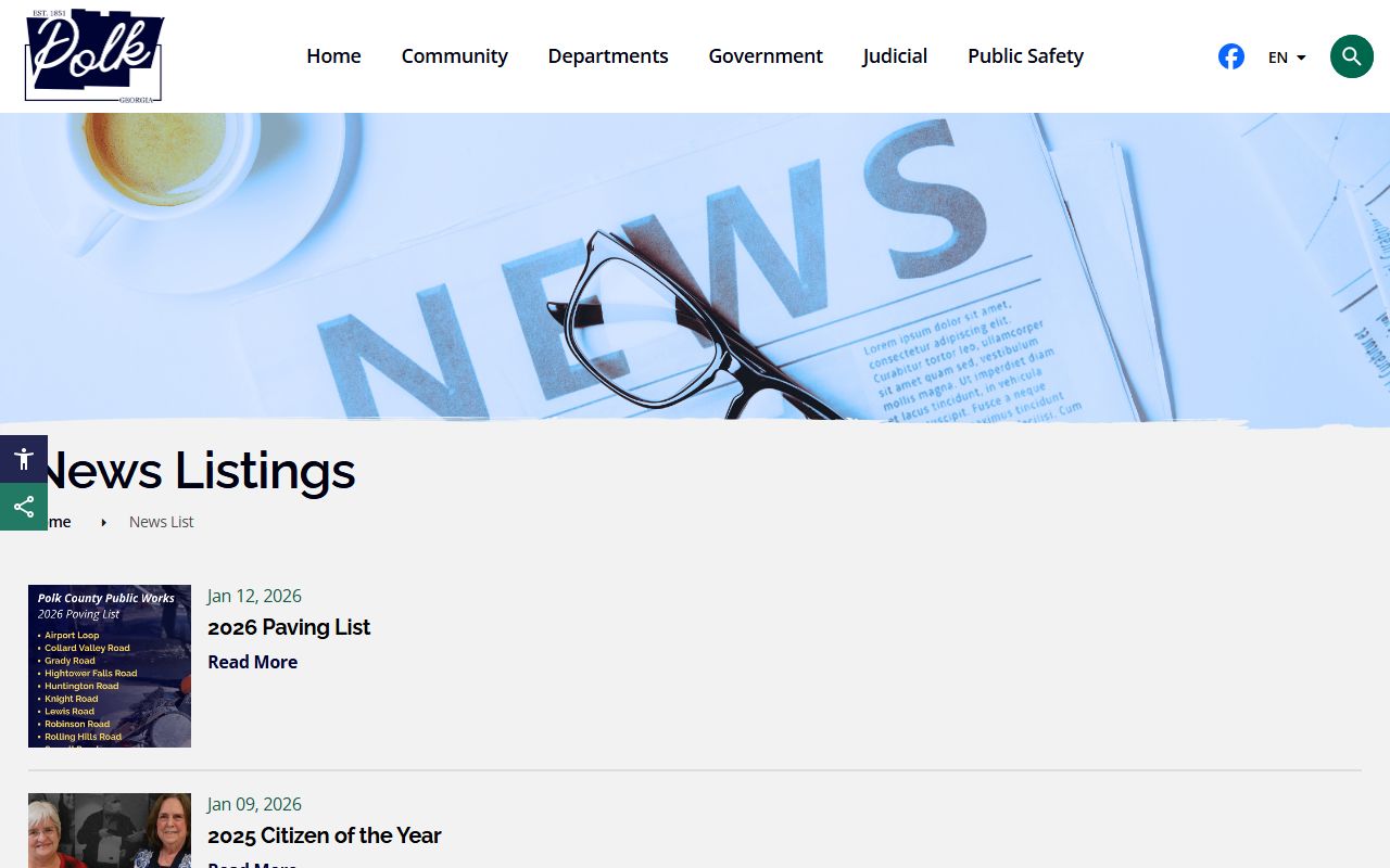 Polk County news list with clerk and court record updates