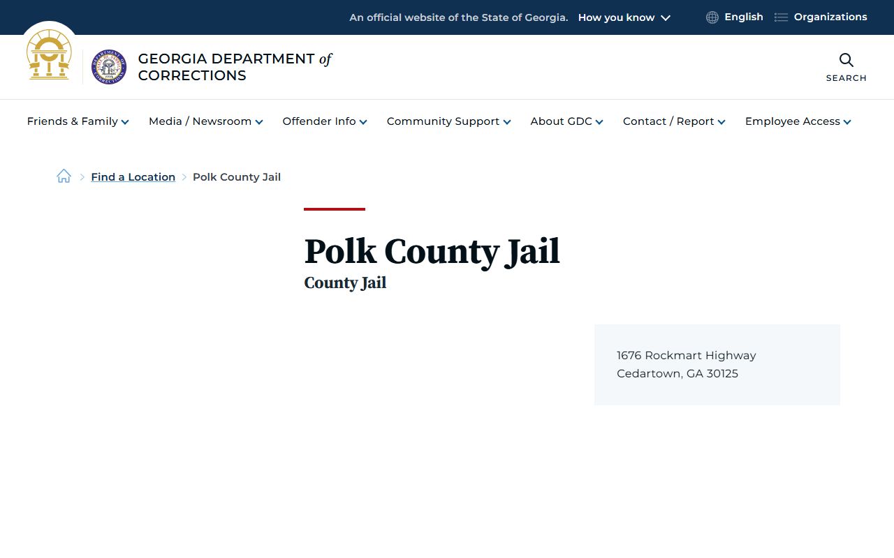 Polk County arrest records GDC Polk County Jail location page
