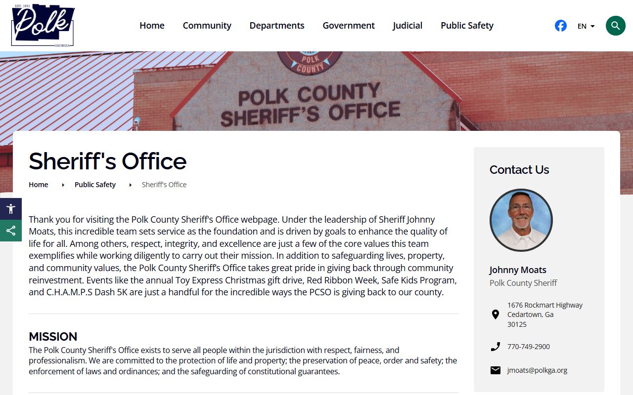 Polk County arrest records Sheriff's Office public safety page