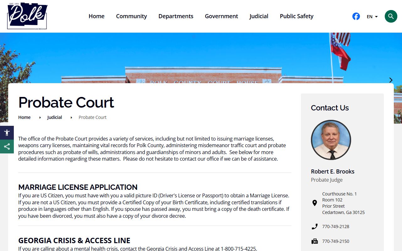 Polk County court dockets Probate Court page