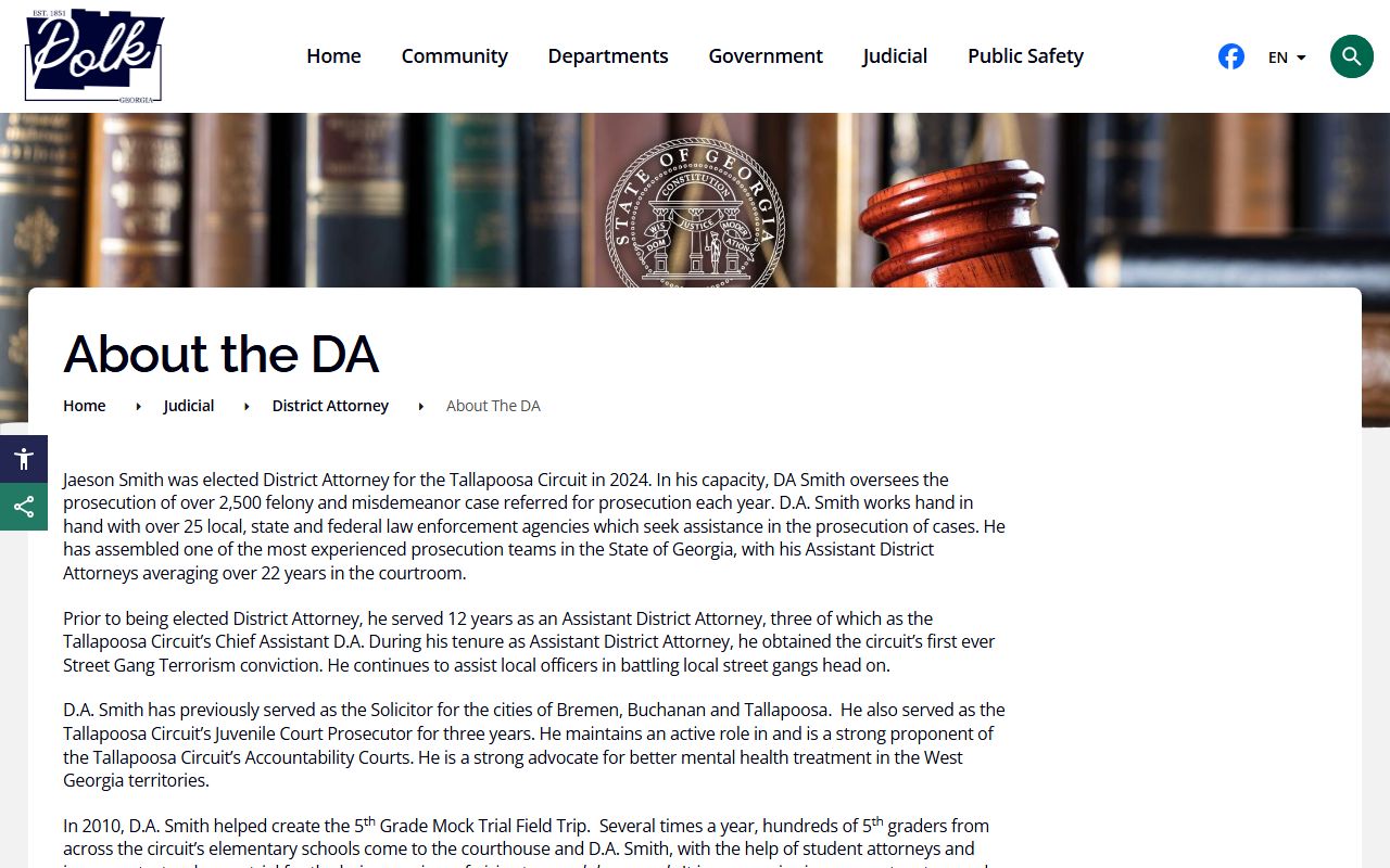 Polk County criminal court records District Attorney biography