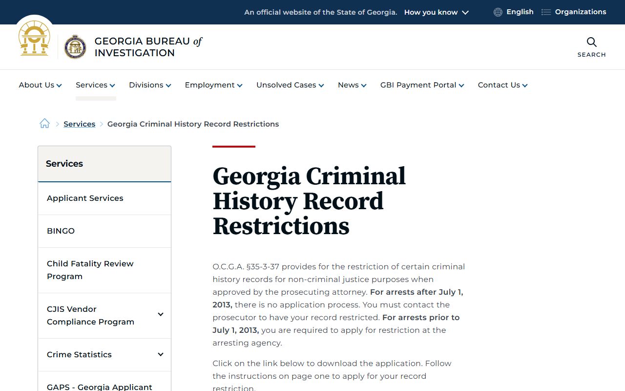 Polk County criminal court records GBI record restriction guidance