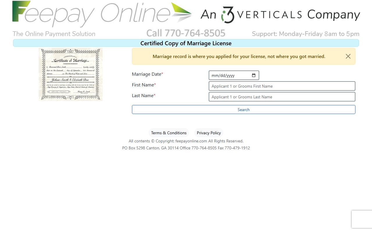 FeePayOnline certified marriage certificate path for Polk County Probate Court