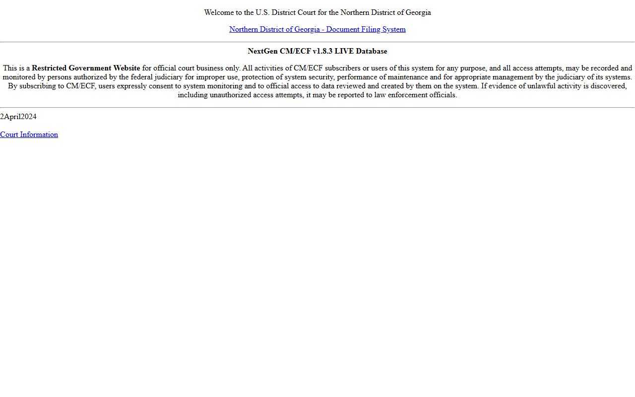 Northern District of Georgia CM ECF login for federal case access