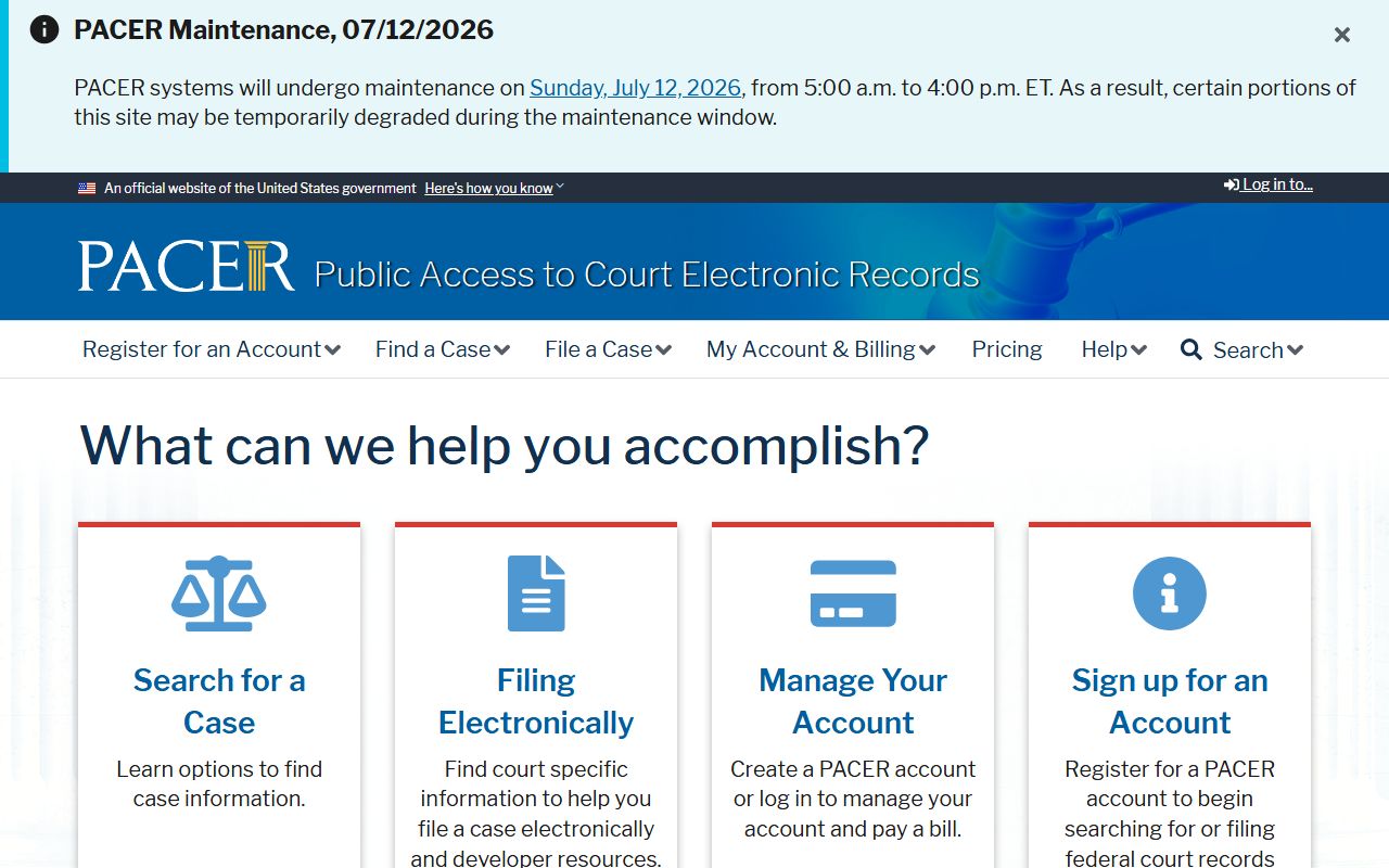 PACER federal case access portal for records outside Polk County Probate Court