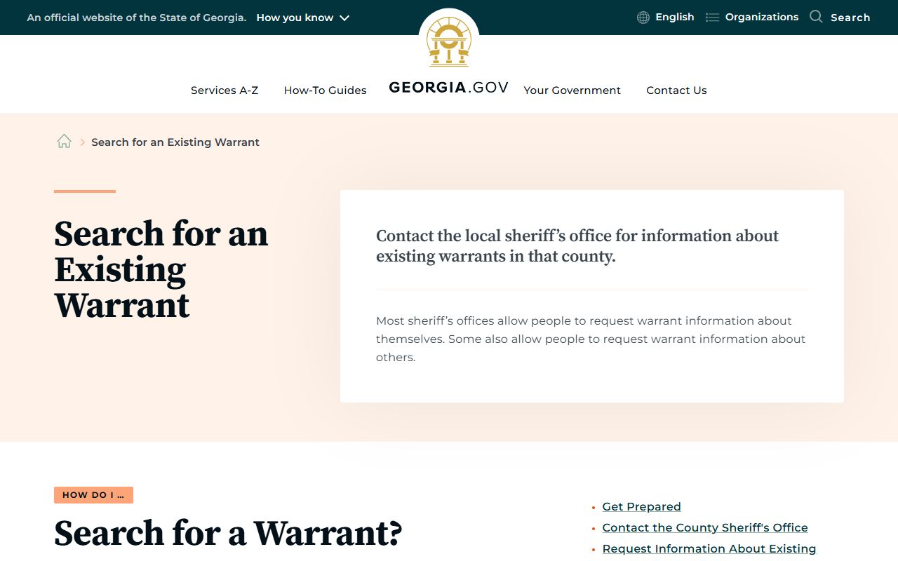 Polk County warrant search Georgia.gov existing warrant guidance